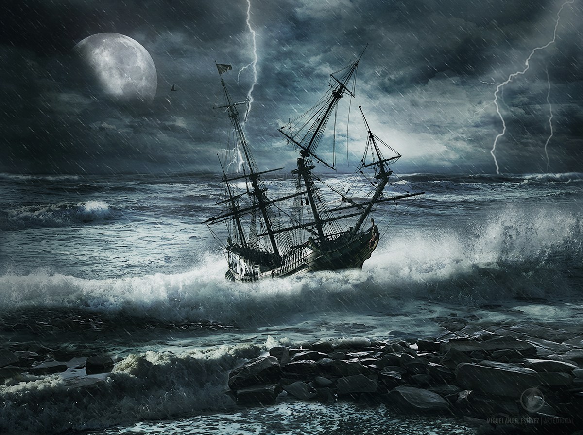 Судно гроза. Шторм на море Нептуна. Парусный корабль в шторм. Море шторм корабль. Корабль в бушующем море.